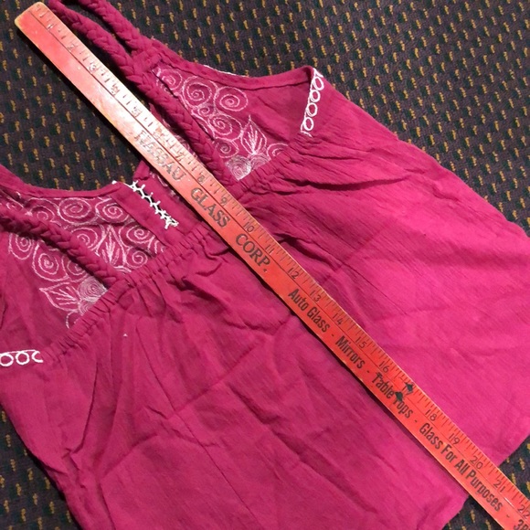 Boho red cotton embroidered cami top - Picture 13 of 14